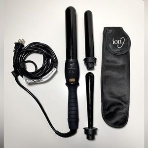NWOT ion Magnesium Pro Interchangeable Clipless Curling Wand Trio